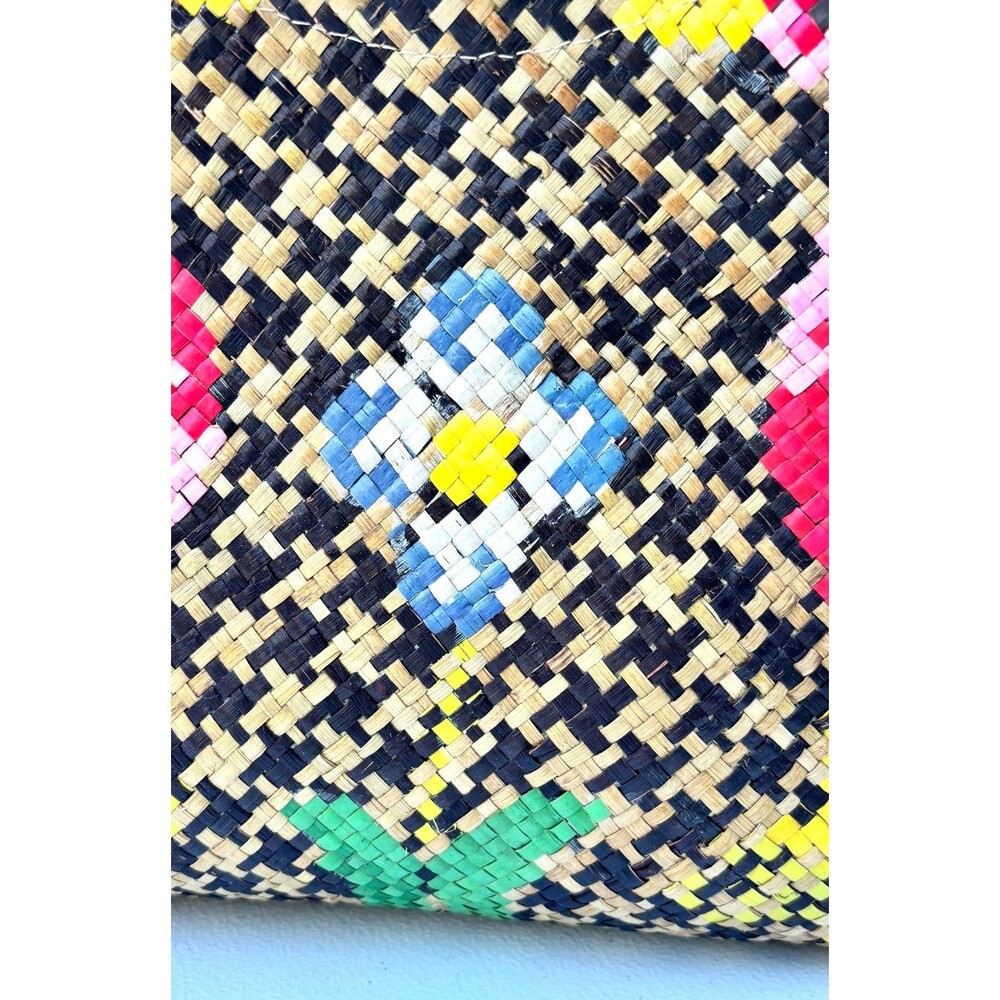 Banago Zippered Large Tote Artisan Hand Crafted Woven Straw Flamingo Liliana NWT - Picture 7 of 16